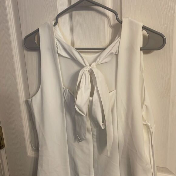 Sam Edelman  White Bow Back Sleeveless Sheath Jewel Neck Dress NWOT Size 12 - Picture 6 of 10